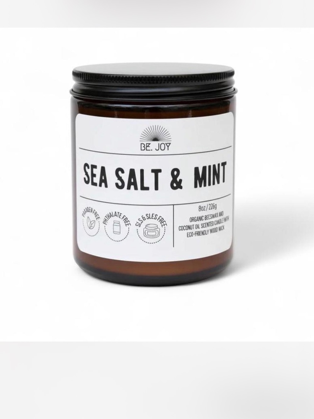 Handmade Beeswax Sea Salt & Mint Candle - 8oz